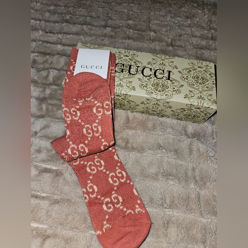 Coral Color Logo Socks"